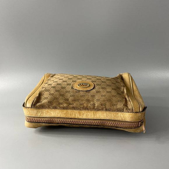 Authentic Vintage Gucci Micro "GG" Monogram Cotton Cream Leather Bag - Picture 5 of 12